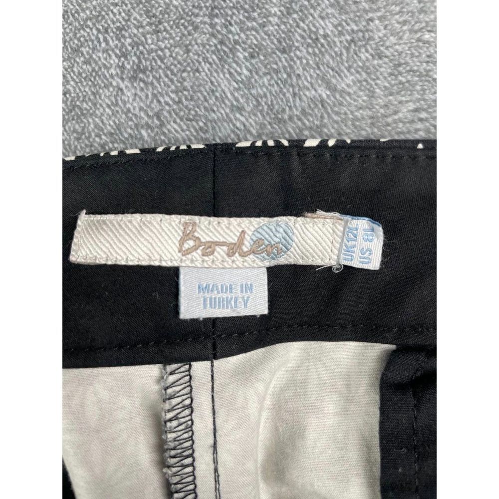 Boden Womens High Rise Trouser Pants Size 8 Long Black White - Picture 8 of 8